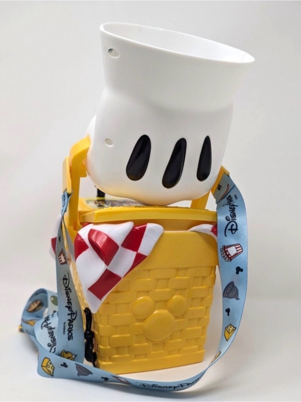 Disney Parks Yellow Mickey Popcorn 🍿 Basket with White Glove Top